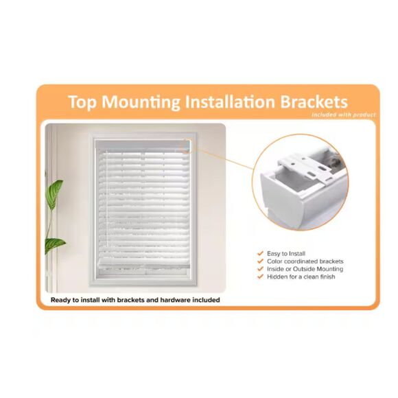 Home Decorators Collection White Cordless Faux Wood Blinds 22" x 48" - Picture 4 of 4